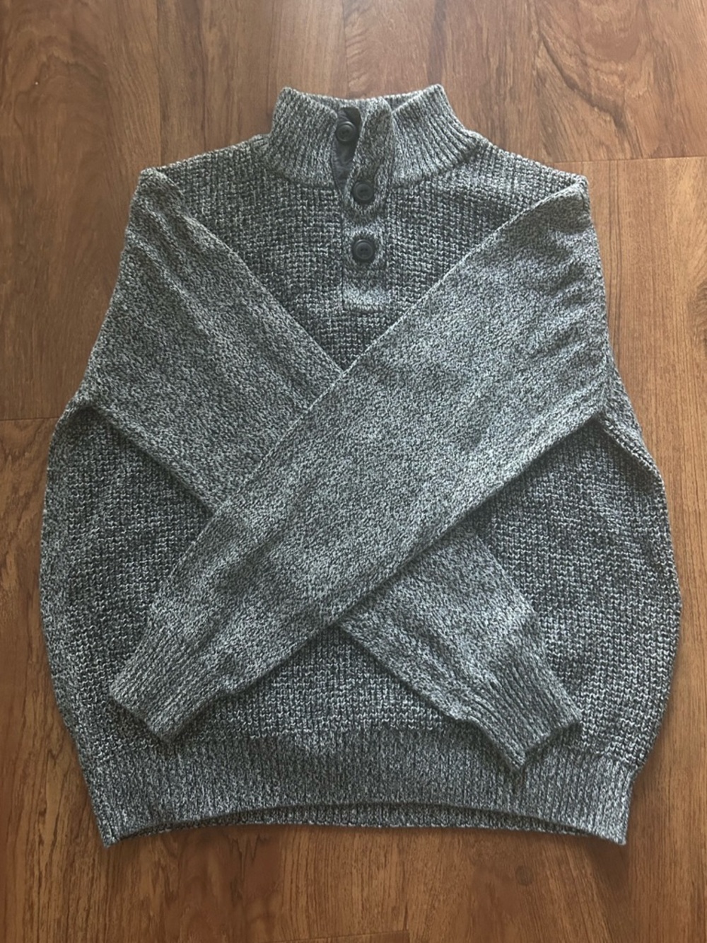 Weatherproof Gray Marled Knit Cardigan with Button Detail